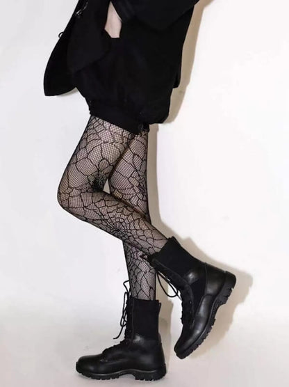 Spider web goth tights