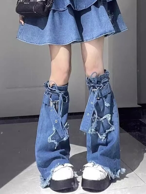 Stars y2k denim leg warmers