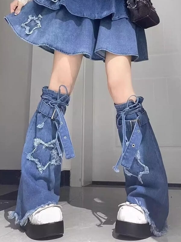 Stars y2k denim leg warmers