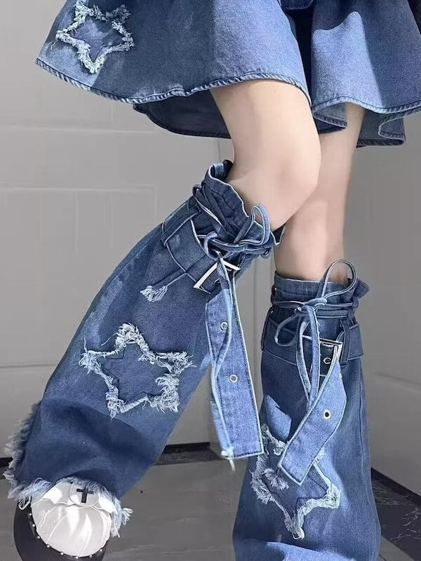 Stars y2k denim leg warmers