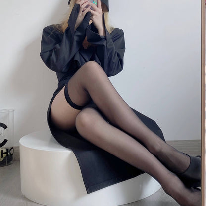 Summer thin red black stockings x0012