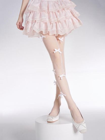 Sweet dollete pink bow beads tights