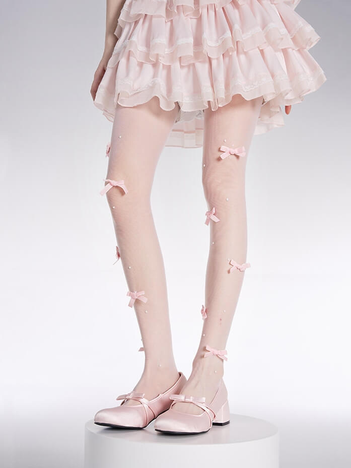 Sweet dollete pink bow beads tights