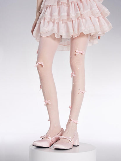 Sweet dollete pink bow beads tights