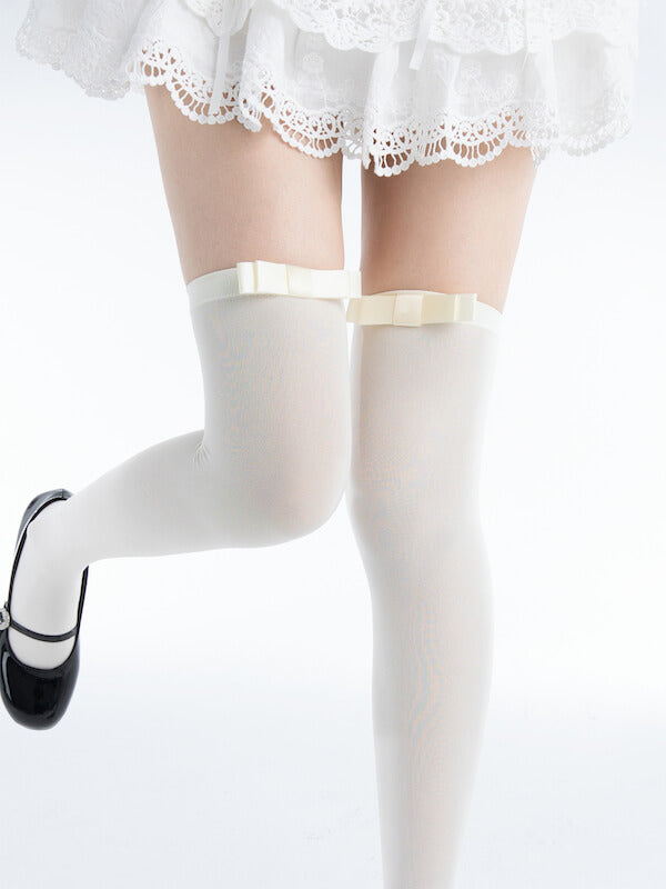 Milk White stockings + Milk white bow