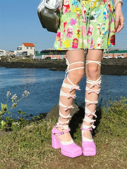 Sweet lolita bow hollow-out stockings