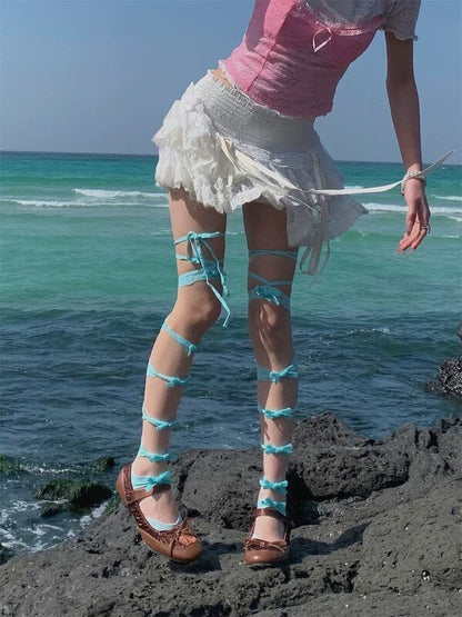Sweet lolita bow hollow-out stockings