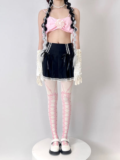 Sweet lolita girl anime pink suspender tights