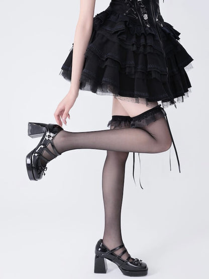 Thin ribbon lolita stockings