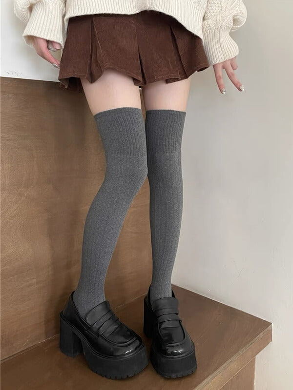 Twist knit academia winter stockings