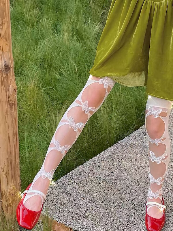 Vibrant butterfly stockings