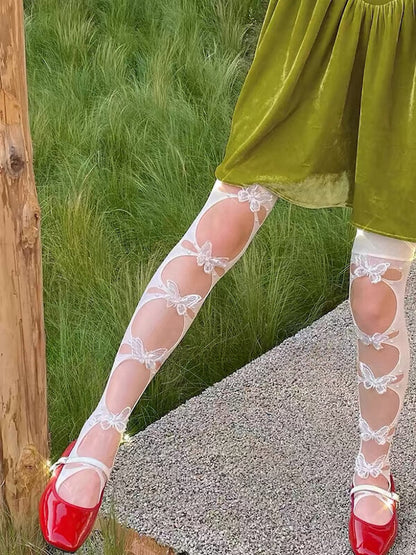 Vibrant butterfly stockings