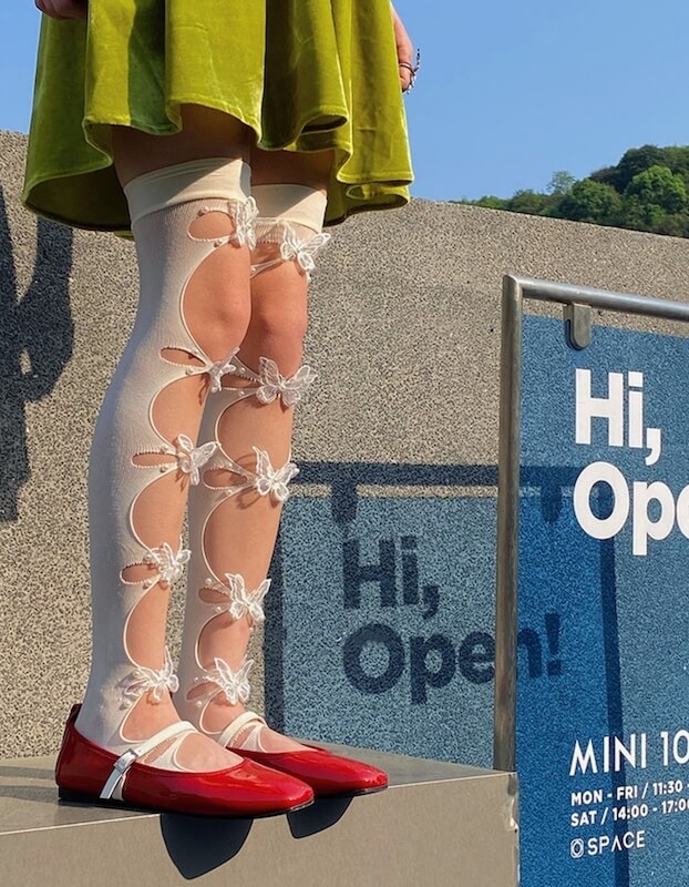Vibrant butterfly stockings