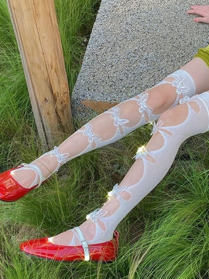 Vibrant butterfly stockings