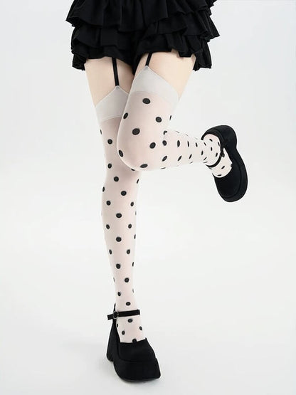 Vintage dots garter tights