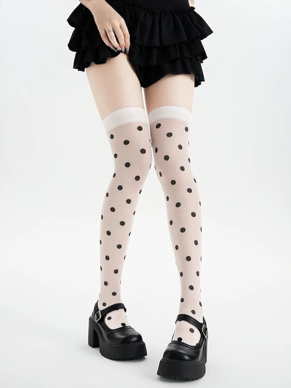Vintage dots garter tights
