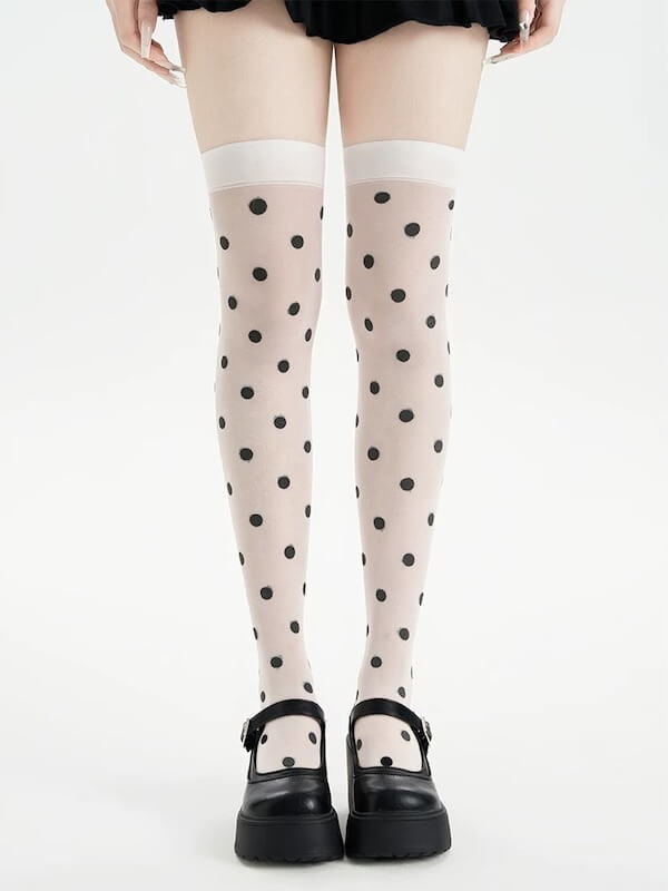 Vintage dots garter tights