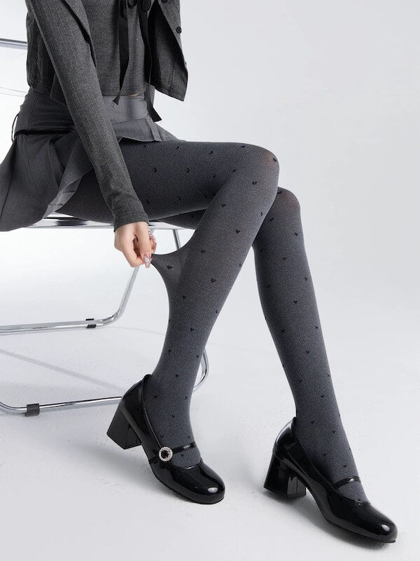 Vintage heart dot patterned autumn tights