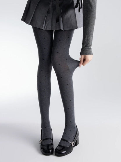 Vintage heart dot patterned autumn tights