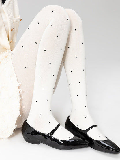 Vintage heart dot patterned autumn tights