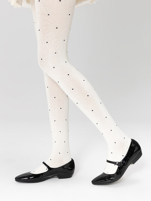 Vintage heart dot patterned autumn tights