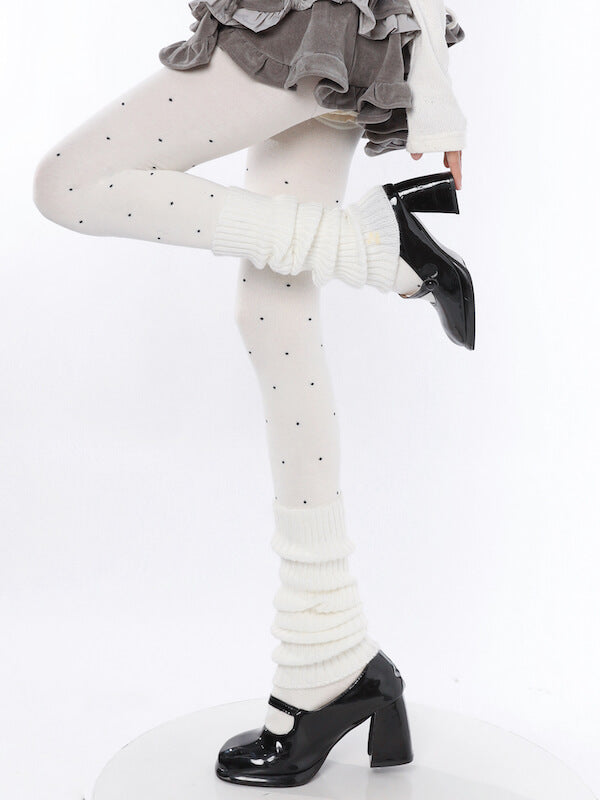 Vintage heart dot patterned autumn tights