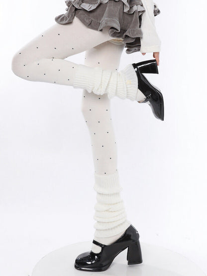 Vintage heart dot patterned autumn tights