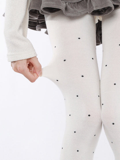 Vintage heart dot patterned autumn tights