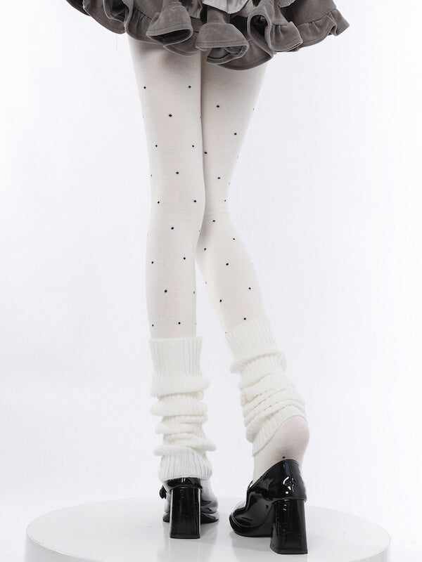 Vintage heart dot patterned autumn tights