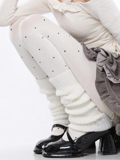 Vintage heart dot patterned autumn tights