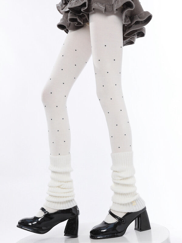 Vintage heart dot patterned autumn tights