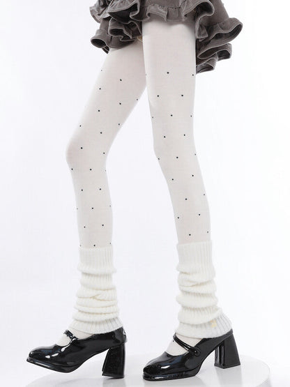Vintage heart dot patterned autumn tights