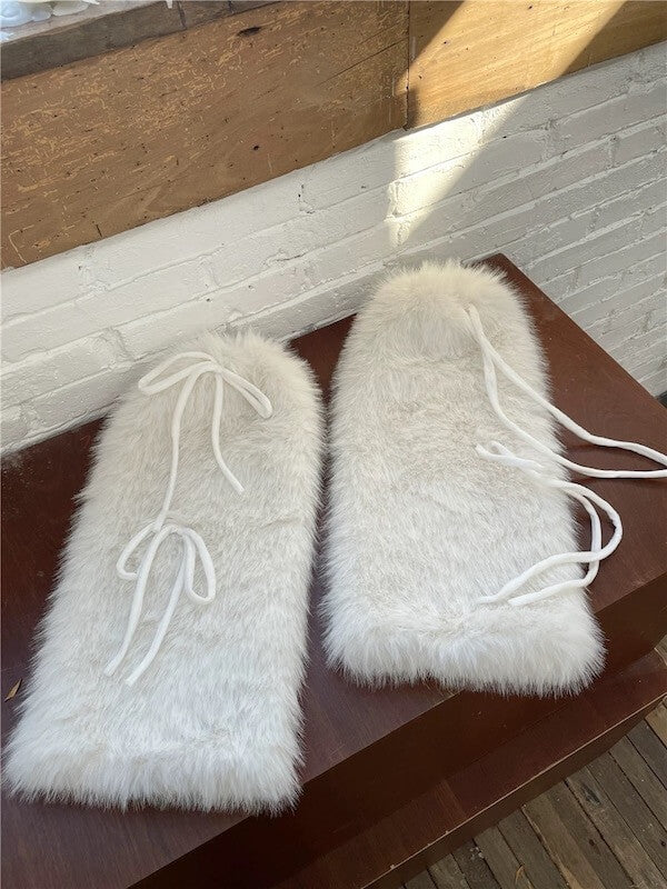 Winter lace-up faux fur leg warmers