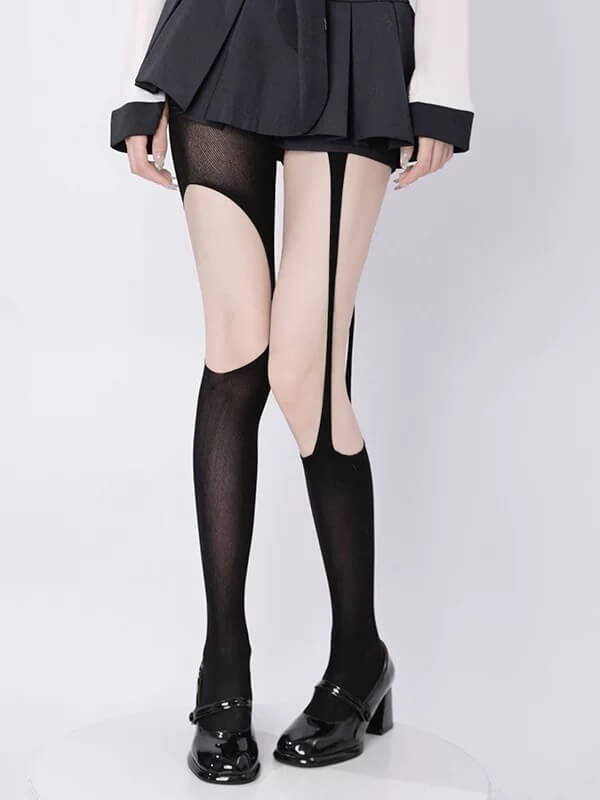 Y2K Baddie Irregular Cutout Tights