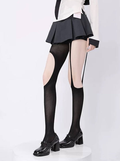 Y2K Baddie Irregular Cutout Tights