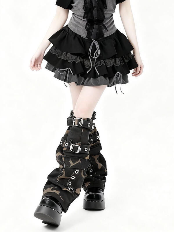 Y2K Camo Strap Leg Warmer