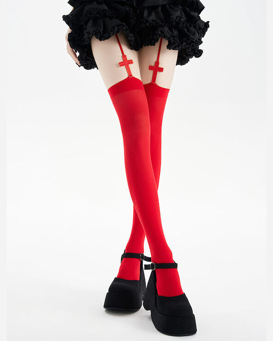 Y2k cross garter tights