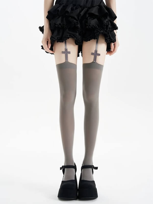 Y2k cross garter tights