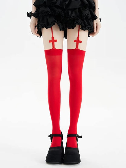 Y2k cross garter tights