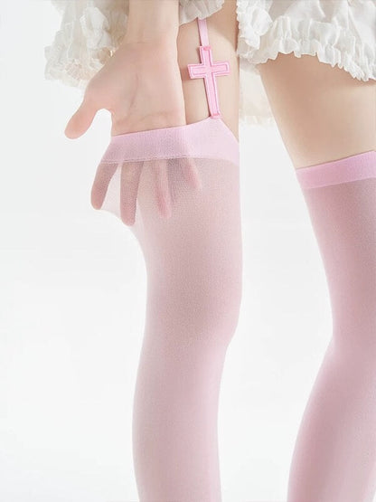 Y2k cross garter tights