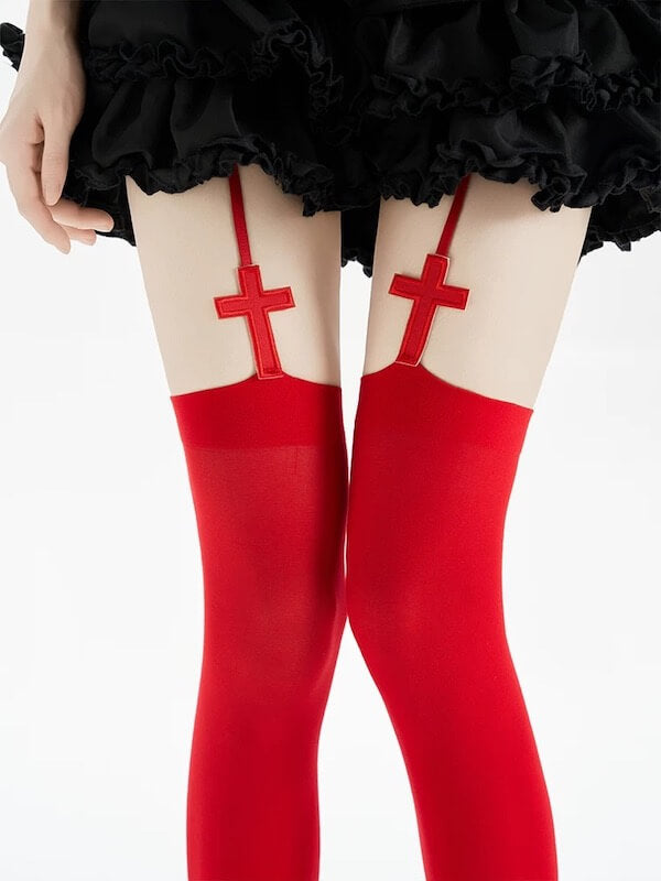 Y2k cross garter tights