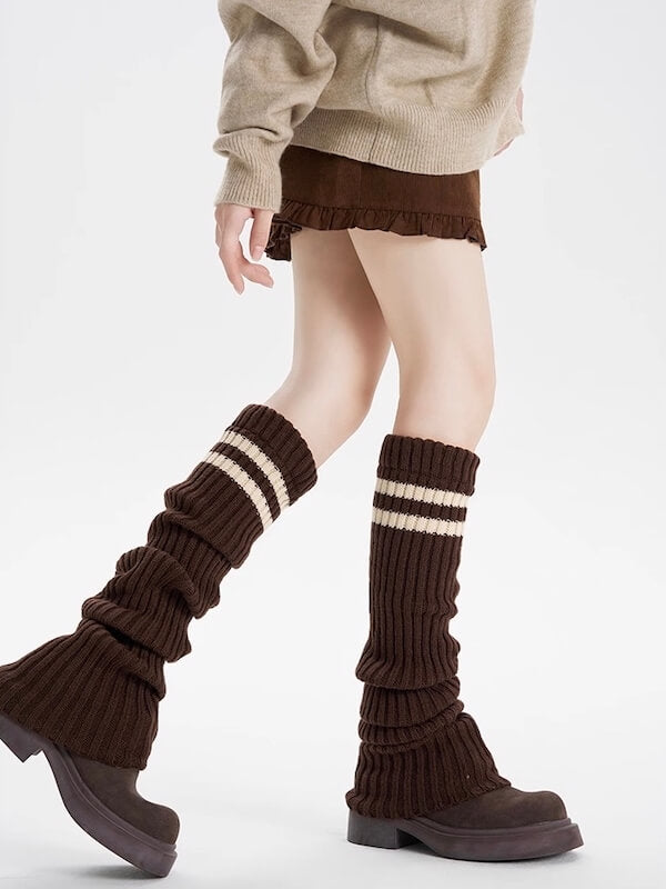 Y2k double stripe over knee knit leg warmers