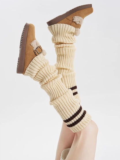 Y2k double stripe over knee knit leg warmers