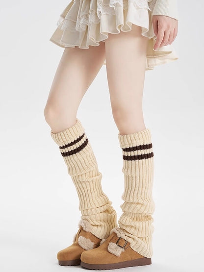 Y2k double stripe over knee knit leg warmers