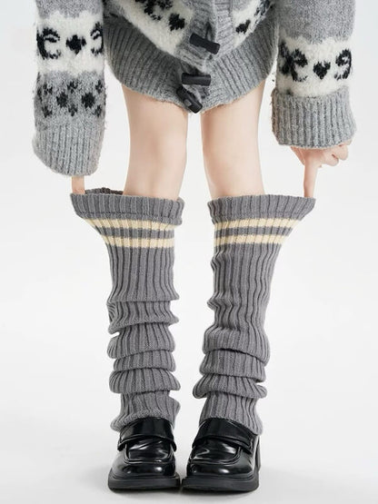 Y2k double stripe over knee knit leg warmers