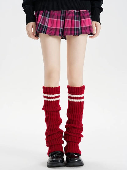 Y2k double stripe over knee knit leg warmers