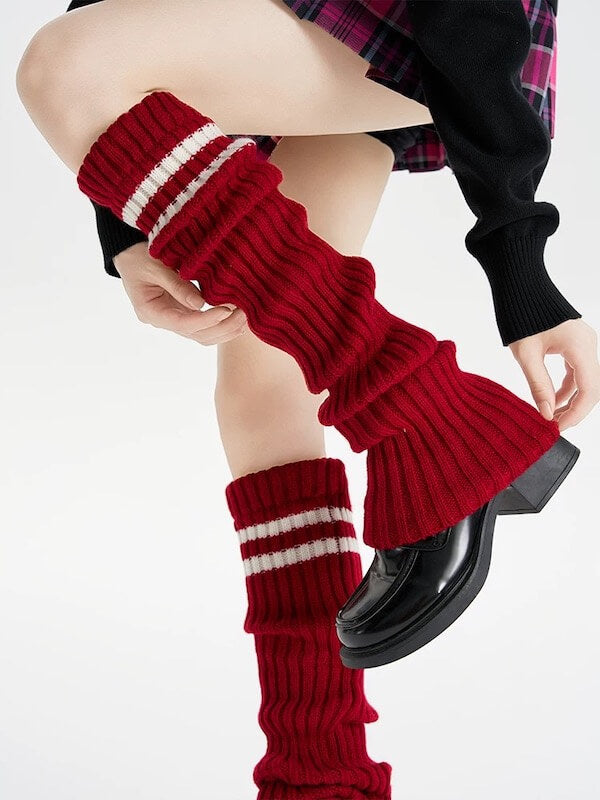 Y2k double stripe over knee knit leg warmers