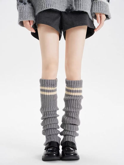 Y2k double stripe over knee knit leg warmers