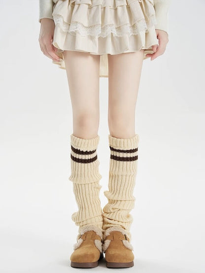 Y2k double stripe over knee knit leg warmers