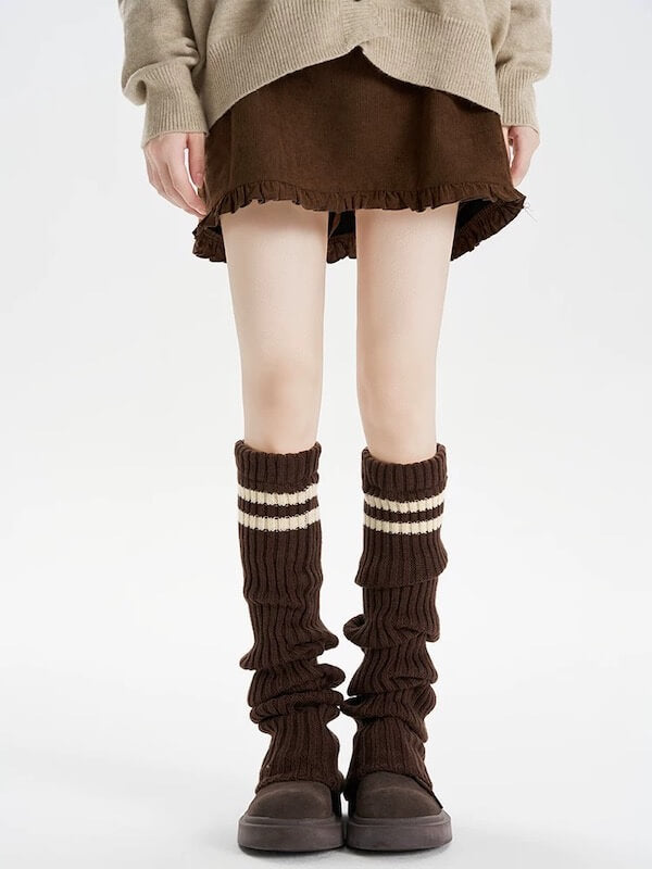 Y2k double stripe over knee knit leg warmers